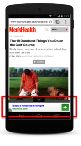 quảng cáo hiển thị trên các trang web di động